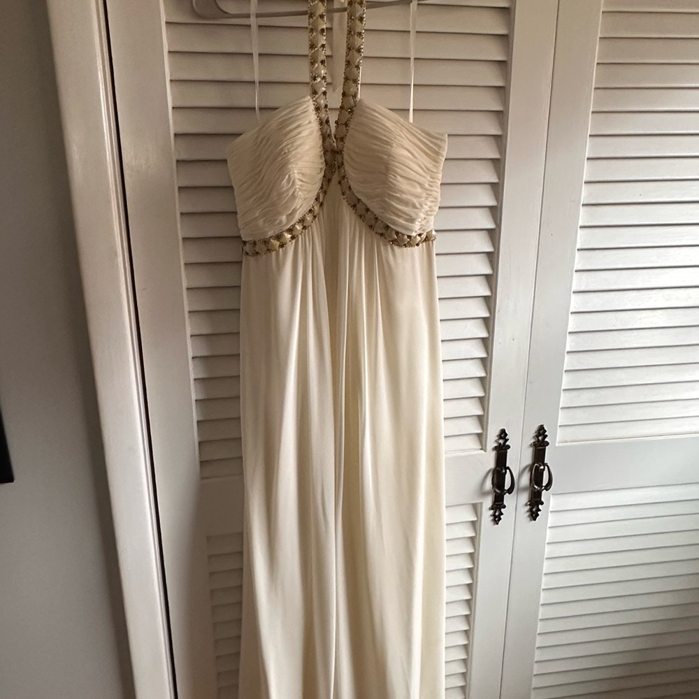 Dave & Johnny Elegant Cream Dress w/ Gold Accents
